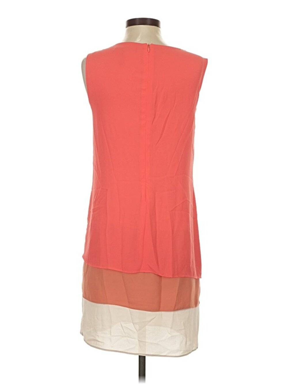 BCBGMAXAZRIA Colorblock High-Low Shift Dress Coral Pink Orange Size 2 - Picture 2 of 7